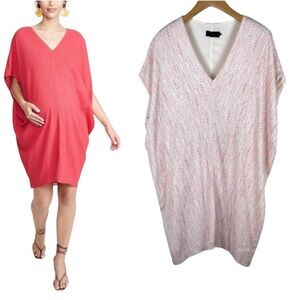 Hatch Maternity Slouch Dress Short Kaftan One Size Pink & Red Polka Dot Stripes